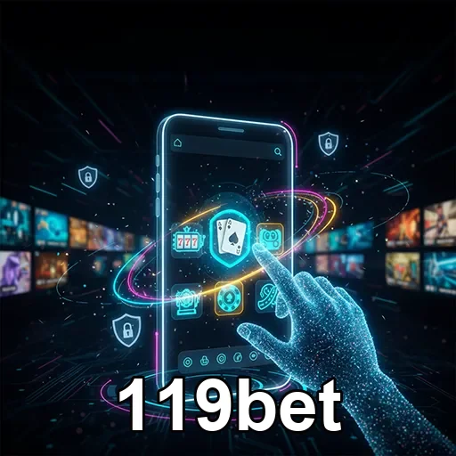 Imagem da tela do aplicativo 119bet mostrando opções de apostas e o site 119bet na tela