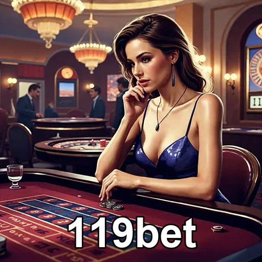 Imagem do cassino do 119bet, site de apostas online, com ferramentas e jogos de azar ilustrados.