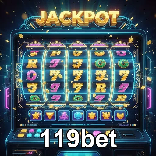Imagem de uma máquina de caça-níqueis no 119bet, destaque para slots e apostas online.