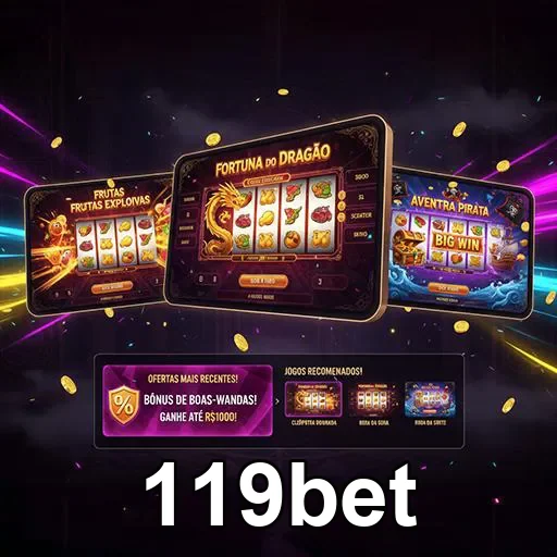 Imagem promocional do site 119bet na página inicial, destacando opções de apostas esportivas e jogos online